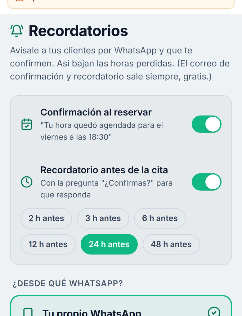 Recordatorios por WhatsApp
